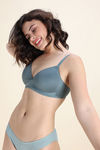 Zivame Padded Non Wired Medium Coverage Tshirt Bra - Grey Green — thumbnail 3